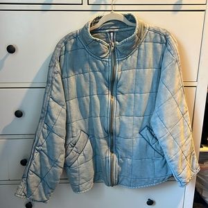 Free people Dolman Quilted Knit Jacket in Silver Lining